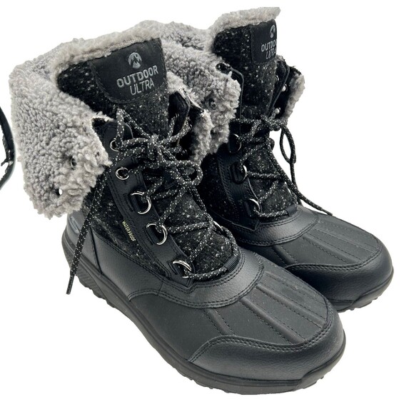 Skechers On-The-Go Outdoors Ultra Winter Sneaker Boots Waterproof Black Sz 9.5 - Picture 1 of 10